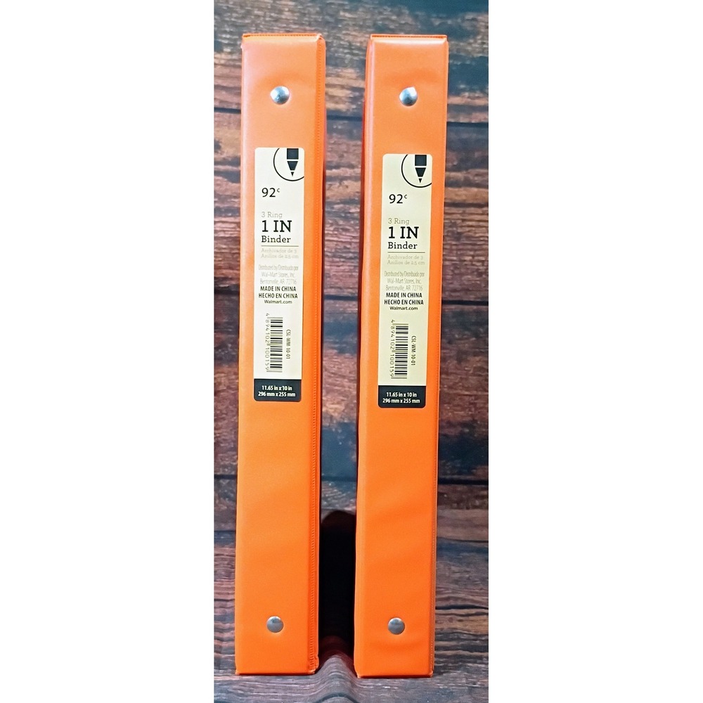 Lot of 2 Pen+Gear 3 Ring Binder 1 Inch Capacity Orange Office School Supplies